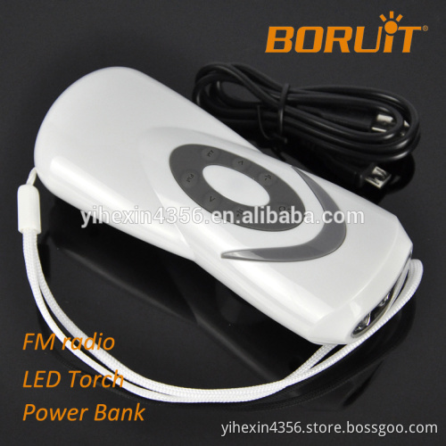 Rechargeable Hand Crank Dynamo FM Radio Power Bank Torch for Emergency